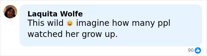 Comment from Laquita Wolfe expressing surprise about how many people watched the teen influencer grow up, on a social media app. Comment from Laquita Wolfe expressing surprise about how many people watched the teen influencer grow up, on a social media app.
