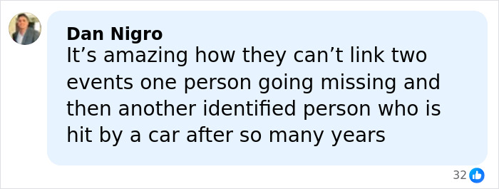 Facebook comment screenshot about closure, a Texas detective and Dallas missing persons case Facebook comment screenshot about closure, a Texas detective and Dallas missing persons case