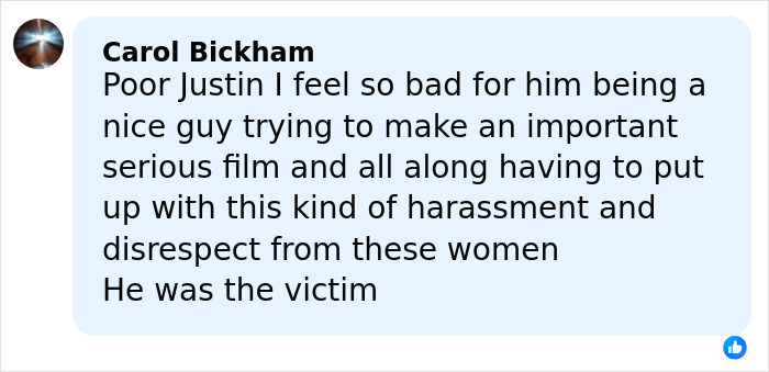 Screenshot of a social media comment discussing Justin Baldoni amid leaked Taylor Swift texts mentioning Blake Lively. Screenshot of a social media comment discussing Justin Baldoni amid leaked Taylor Swift texts mentioning Blake Lively.