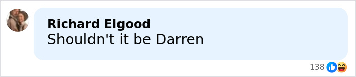 Screenshot of a social media comment suggesting Darren as the male Karen name, related to Gen Z naming trends.
