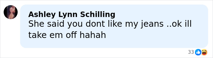 Social media screenshot of a comment about taking off jeans, referencing Sydney Sweeney photoshoot