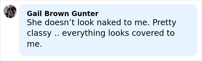 Social media comment defending Sydney Sweeney photoshoot as classy and covered.