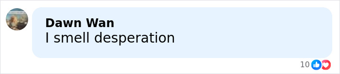 Social media comment reading I smell desperation under Sydney Sweeney photoshoot, reactions and likes visible