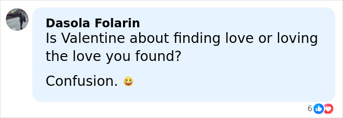 Facebook comment screenshot about Valentine and love with smile emoji and reactions, Rihanna distorted lingerie