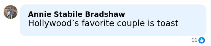 Screenshot of a Facebook comment by Annie Stabile Bradshaw about Hollywood’s favorite couple, related to Ryan Reynolds manipulative email.