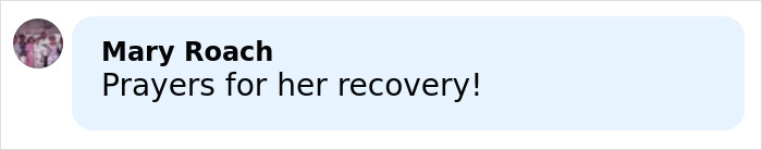 Comment from Mary Roach expressing prayers for her recovery after Pink’s New Year’s Eve hospital stay. Comment from Mary Roach expressing prayers for her recovery after Pink’s New Year’s Eve hospital stay.