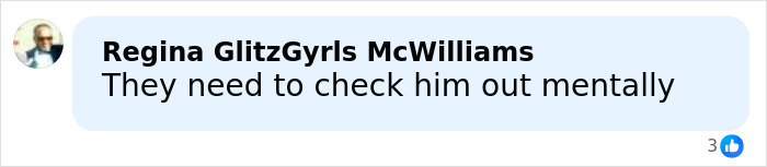 Comment on social media reading they need to check him out mentally, related to male version of Karen public meltdown. Comment on social media reading they need to check him out mentally, related to male version of Karen public meltdown.