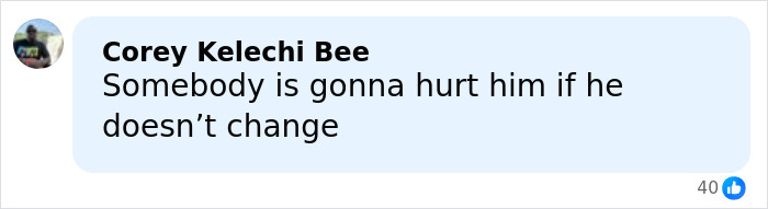 Comment on social media by Corey Kelechi Bee expressing concern about a viral male version of Karen public meltdown. Comment on social media by Corey Kelechi Bee expressing concern about a viral male version of Karen public meltdown.