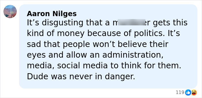 Comment criticizing crowdfunding for Minneapolis ICE agent, discussing politics and media influence on public opinion. Comment criticizing crowdfunding for Minneapolis ICE agent, discussing politics and media influence on public opinion.