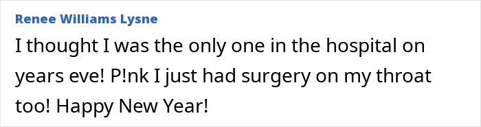 Alt text: Pink shares thoughts after spending New Year&rsquo;s Eve alone in hospital following throat surgery message screenshot