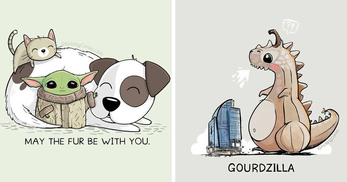 This Artist Makes Wholesome Pun Illustrations Featuring Animals And Objects (32 Pics)
