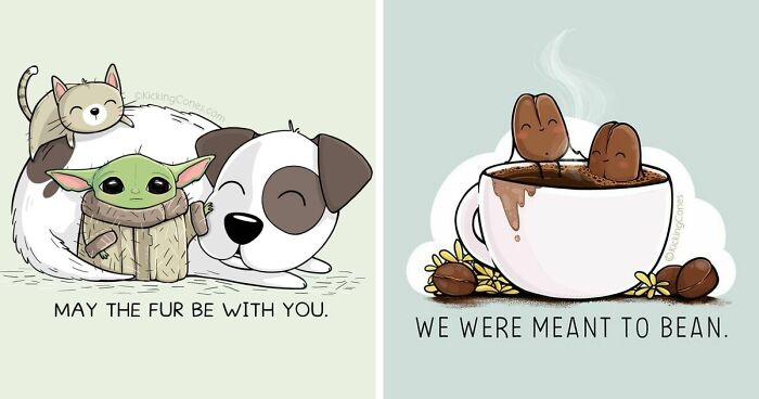 This Artist Makes Wholesome Pun Illustrations Featuring Animals And Objects (32 Pics)