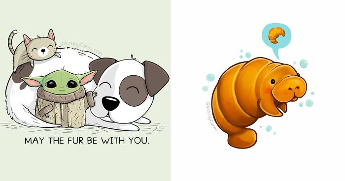 This Artist Makes Wholesome Pun Illustrations Featuring Animals And Objects (32 Pics)