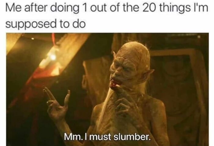 Funny meme showing a character humorously reacting after completing only one task, capturing the absurd humor of the meme.