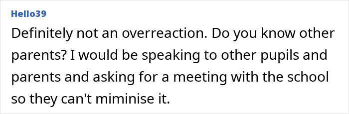 Comment from user Hello39 discussing parents and pupils speaking out against group shaming by unhinged teacher in class. Comment from user Hello39 discussing parents and pupils speaking out against group shaming by unhinged teacher in class.