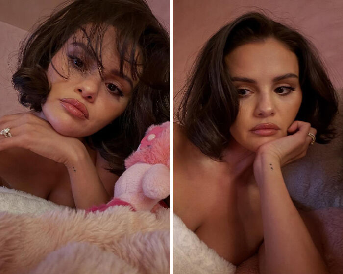 Selena Gomez with short hair posing indoors, fans blame plastic surgery for her unhinged transformation in recent snaps. Selena Gomez with short hair posing indoors, fans blame plastic surgery for her unhinged transformation in recent snaps.