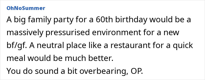 Mom inviting son's girlfriend to dad's party causes an awkward reaction, as if she rushed a proposal decision. Mom inviting son's girlfriend to dad's party causes an awkward reaction, as if she rushed a proposal decision.