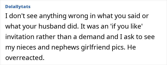 Comment discussing a mom inviting son&rsquo;s girlfriend to dad&rsquo;s party and his reaction to the situation.