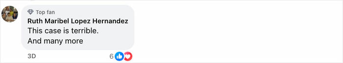 Facebook comment by Ruth Maribel Lopez Hernandez expressing that the case about father changing gender identity to avoid child support is terrible.