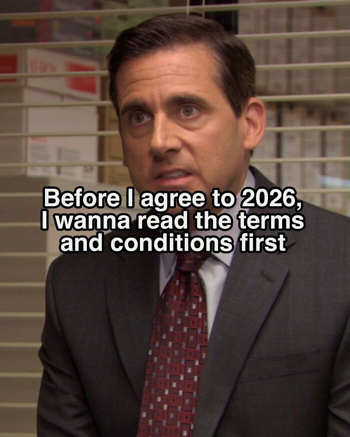 Michael Scott from The Office meme with text about reading terms and conditions before agreeing, referencing The Office memes.