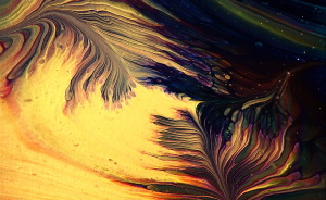 Feathers Of Light: Wrecked Straight Pour Acrylic Painting