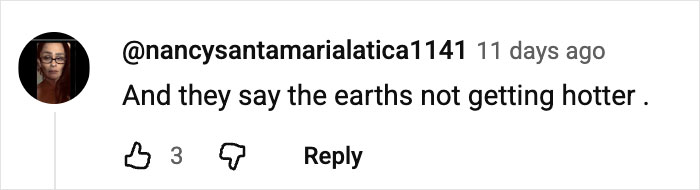 Comment expressing concern about climate change, posted 11 days ago on a social media platform.
