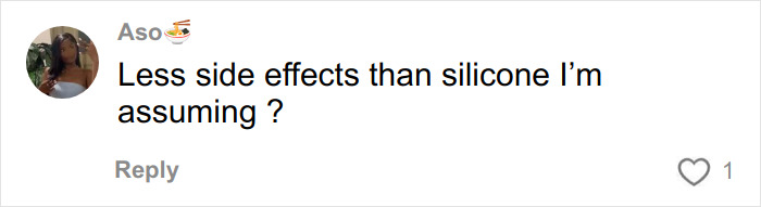 Comment about fewer side effects than silicone related to BBLs and breast implants using donated lifeless bodies. Comment about fewer side effects than silicone related to BBLs and breast implants using donated lifeless bodies.