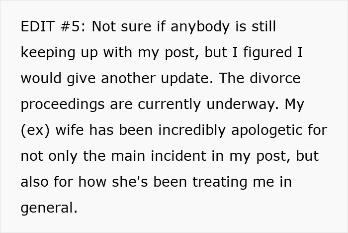 Text update about divorce proceedings and an ex-wife apologizing while a man plays video games and buys Star Wars figures secretly.