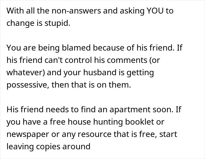 Woman never wears a bra at home, causing unexpected tension with her husband in their private setting.