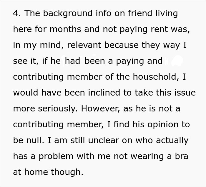 Text excerpt about a woman not wearing a bra at home and its impact on her husband’s feelings. Text excerpt about a woman not wearing a bra at home and its impact on her husband’s feelings.