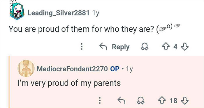 Screenshot of an online discussion where a woman proudly answers questions about growing up with polyamorous parents.