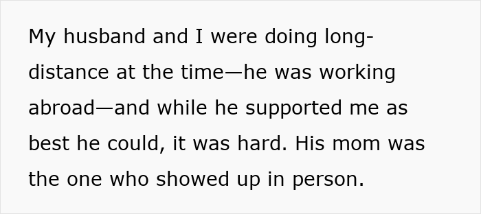 Text about man feeling torn between his husband and mother-in-law after secretly helping her during hard times.