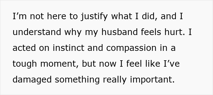 Alt text: A man feels torn between his husband and mother-in-law after secretly helping her, expressing regret and compassion.