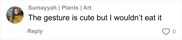 Woman sharing her stunned reaction to what her Hinge match brought on their first date in a social media comment.