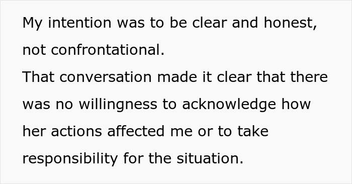 Text excerpt about a woman addressing the impact of her best friend banning baby and husband from her engagement party.