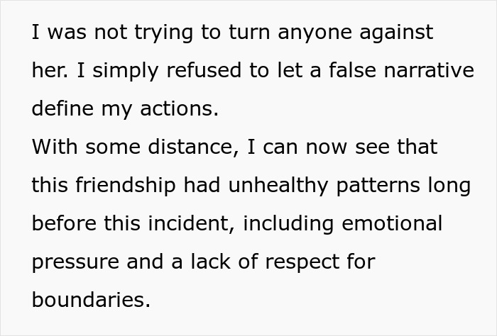 Text excerpt discussing emotional pressure and lack of respect for boundaries in a troubled friendship.