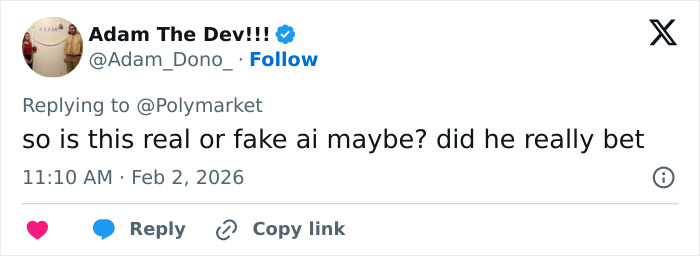 Screenshot of a Twitter reply questioning if Trevor Noah's bizarre Grammys statement is real or fake AI content.