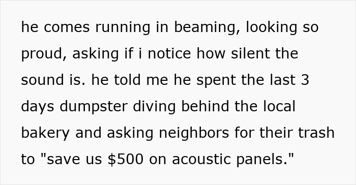 DIY lover using stinky egg cartons as soundproofing panels in girlfriend’s home office, causing tension over noise control. DIY lover using stinky egg cartons as soundproofing panels in girlfriend’s home office, causing tension over noise control.