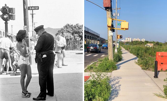 Side-by-side photos showing historical and modern scenes of New York streets revealing how New York has changed over time.
