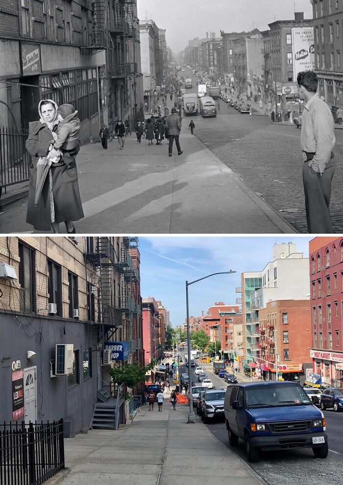 Historic and modern photos showing how New York street scenes and architecture have changed over time.