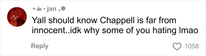 User comment on social media reacting to Chappell Roanâs Grammys outfit amid online outrage. User comment on social media reacting to Chappell Roanâs Grammys outfit amid online outrage.