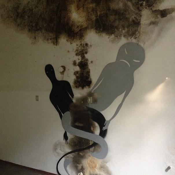 Street Artist Paints Ghostly Shadows in Abandoned Psychiatric Hospital Street Artist Paints Ghostly Shadows in Abandoned Psychiatric Hospital