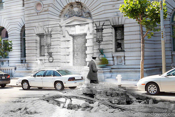 Then and Now Blend of the 1906 San Francisco Earthquake