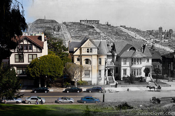 Then and Now Blend of the 1906 San Francisco Earthquake