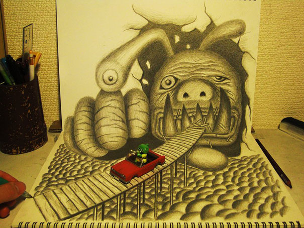 Incredible 3D Pencil Drawings by Nagai Hideyuki Incredible 3D Pencil Drawings by Nagai Hideyuki