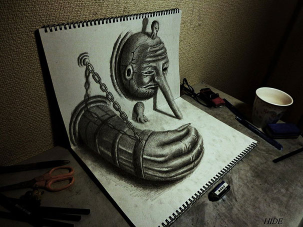 Incredible 3D Pencil Drawings by Nagai Hideyuki Incredible 3D Pencil Drawings by Nagai Hideyuki