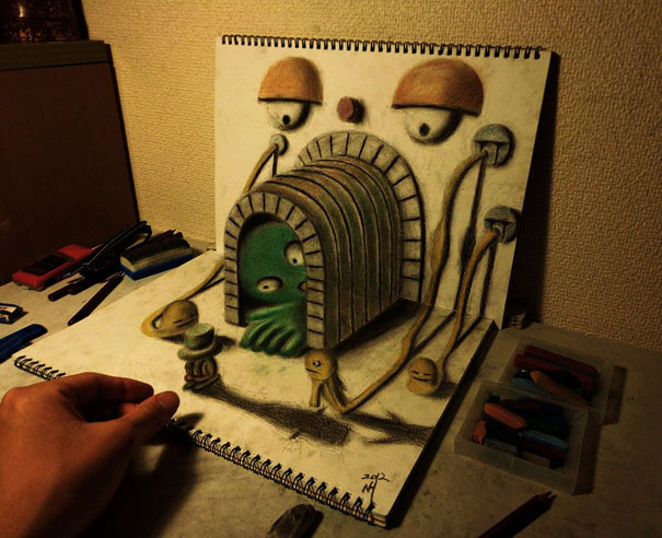 Incredible 3D Pencil Drawings by Nagai Hideyuki Incredible 3D Pencil Drawings by Nagai Hideyuki