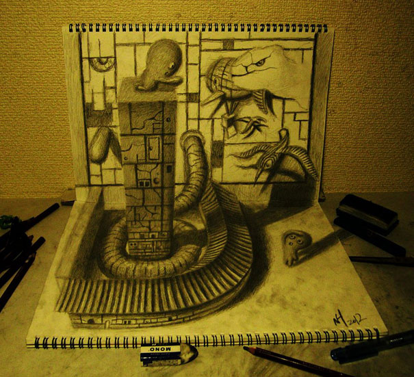 Incredible 3D Pencil Drawings by Nagai Hideyuki Incredible 3D Pencil Drawings by Nagai Hideyuki