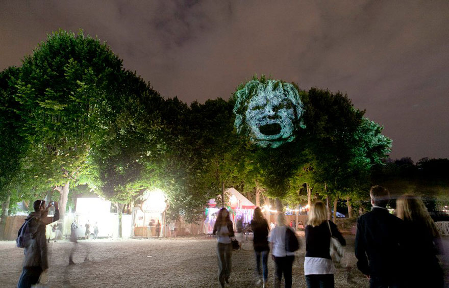 Haunting 3D Projections on Trees by Clement Briend Haunting 3D Projections on Trees by Clement Briend