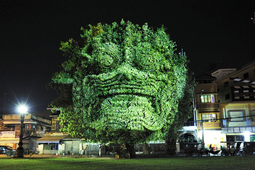 Haunting 3D Projections on Trees by Clement Briend Haunting 3D Projections on Trees by Clement Briend